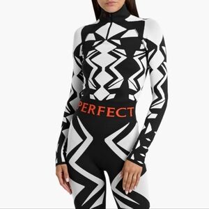 Perfect Moment Black and White Cowl Neck Sweater NWT